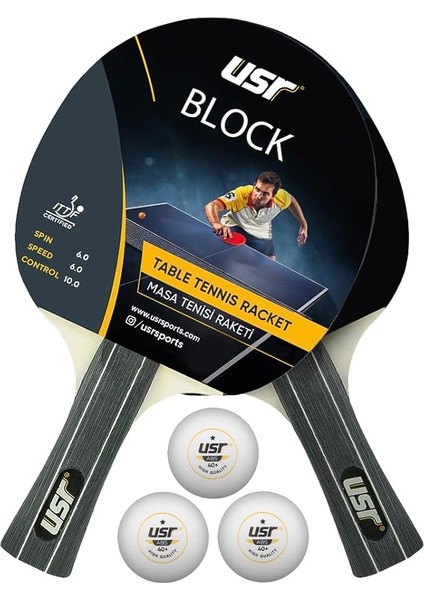 Block-Rb Masa Tenisi 2 Raket + 3 Top Set