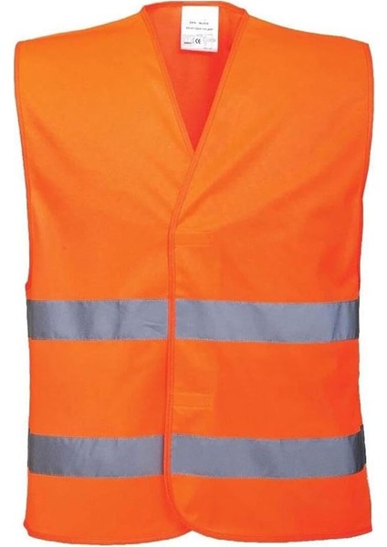 Yeleği Fosforlu 5 cm Reflektörlü Turuncu Görevli Işçi Güvenlik Yeleği