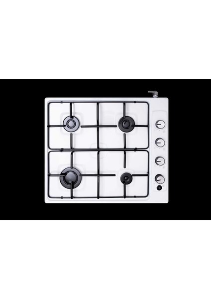 Tüp Uyumlu Sönme Emniyetli Çakmaklı 4 Gözü Gazlı Emaye Setüstü Ocak Beyaz