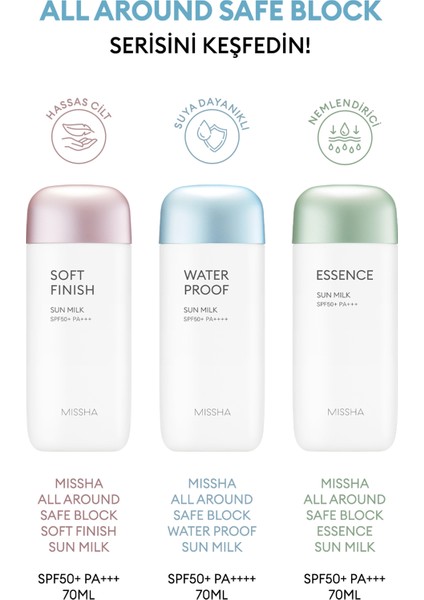 Hassas Ciltlere Koruma Sağlayan Güneş Sütü MISSHA All Around Safe Block Soft Finish Sun Milk SPF50+