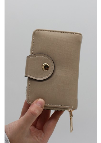 Bozuk Para Gözlü Bol Kartlıklı Bej Mini Kadın Cüzdanı fiyatları