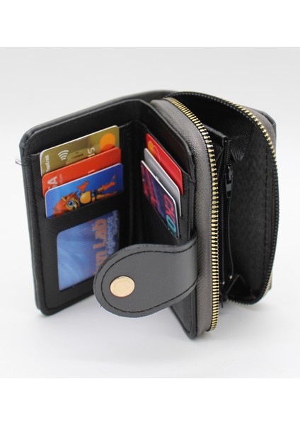 Bozuk Para Gözlü Bol Kartlıklı Bej Mini Kadın Cüzdanı