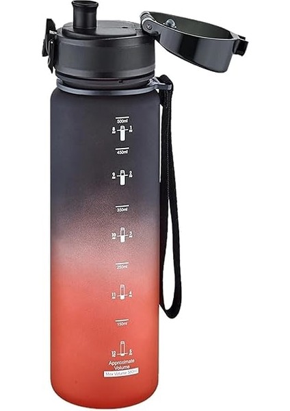500ML Soft Touch Çift Renk Motivasyon Tritan Su Matarası (Siyah-Kırmızı) fiyatları