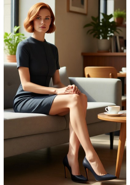 Kadın Dik Yaka Kısa Kollu Mini Örme Elbise Shift Kalıp Nervürlü Tasarım Selanik Dokulu Günlük Şıklık