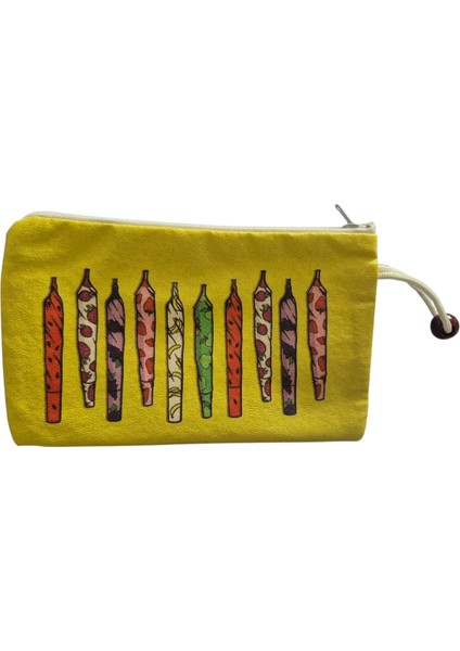 Kalem Baskılı Fermuarlı Akrilik Bez Cüzdan