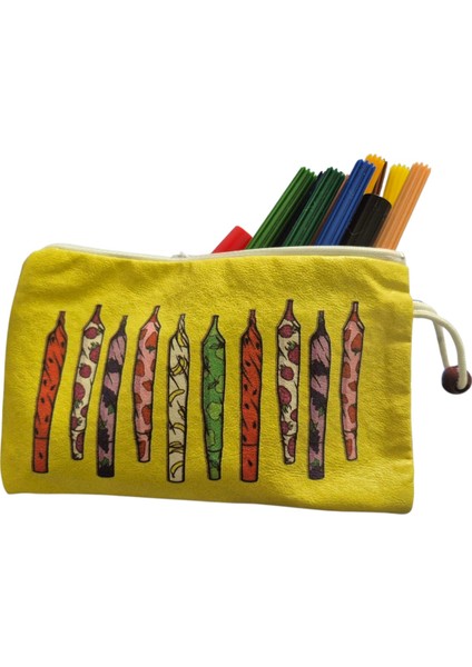 Kalem Baskılı Fermuarlı Akrilik Bez Cüzdan fiyatları