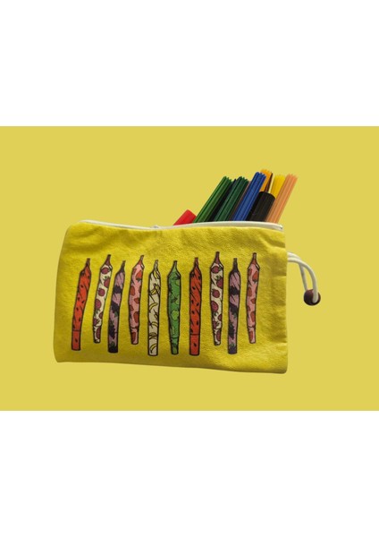 Kalem Baskılı Fermuarlı Akrilik Bez Cüzdan modelleri