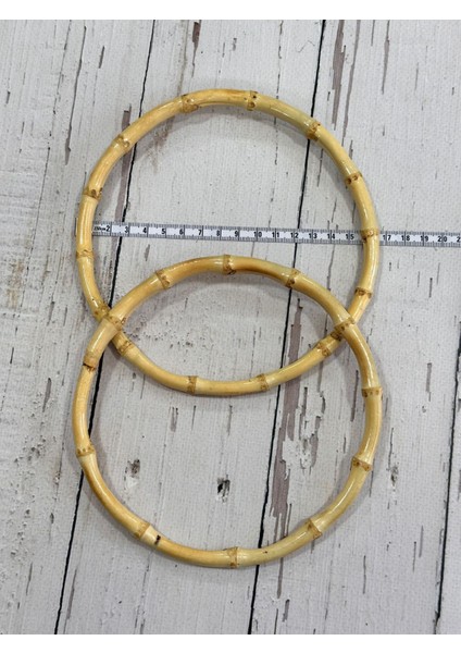 Gerçek Bambu Çanta Sapı Yuvarlak 16CM 1 Çift
