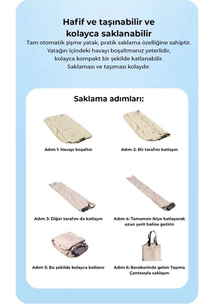 Pratik Hızlı Kendi Kendine Şişen Otomatik Tek Kişilik Şişme Yatak Konforlu Uyku indirimleri