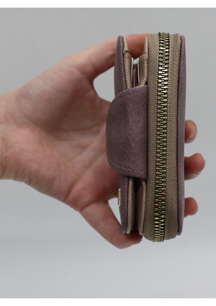 Elcikli Bozuk Para Gözlü Bol Kartlıklı Lila Mini Kadın Cüzdanı indirimleri