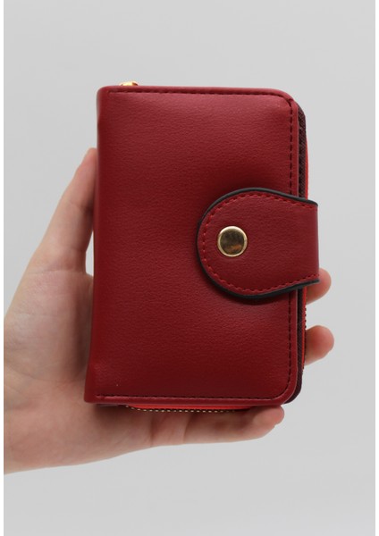 Bozuk Para Gözlü Bol Kartlıklı Kırmızı Mini Kadın Cüzdanı fırsatları
