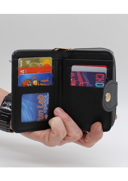 Bozuk Para Gözlü Bol Kartlıklı Kırmızı Mini Kadın Cüzdanı