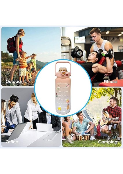2 Litre Pipetli Su Şişesi, Zaman Işaretleri ve Çıkartmalı Motive Edici Su Şişesi, Tatlı Su Şişesi, Sızdırmaz Spor Şişesi, Kadınlar Için, Fitness, Kamp, Sporlar Için modelleri