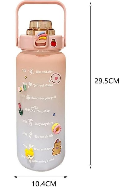 2 Litre Pipetli Su Şişesi, Zaman Işaretleri ve Çıkartmalı Motive Edici Su Şişesi, Tatlı Su Şişesi, Sızdırmaz Spor Şişesi, Kadınlar Için, Fitness, Kamp, Sporlar Için fırsatları