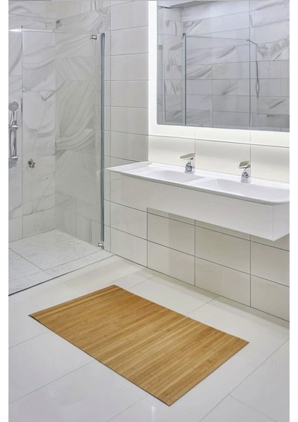 Doğal Bambu Kaydırmaz Banyo Matı – 45X70 cm | Suya Dayanıklı, Hijyenik ve Şık Zemin Paspası
