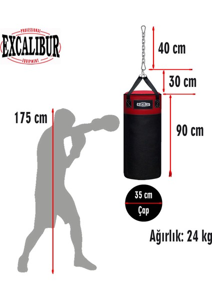 Sunstar Boks Kum Torbası 90 x 35 cm Kırmızı fiyatları