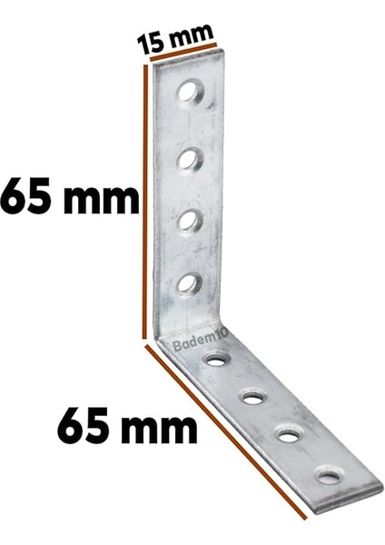 Mobilya Köşe Bağlantı Sabitleme L Demir Deprem Dolap Duvar Birleştirme Gönye 65X65X15 mm (25 Adet) fiyatları
