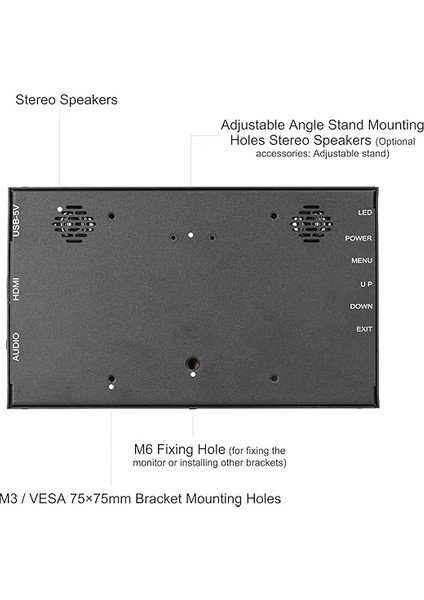 Inç Dokunmatik Ekran Taşınabilir 1024 * 600 Çözünürlük IPS Panel LCD Kapasitif Dokunmatik Ekran Hoparlörler ile Izleme Ekranı modelleri