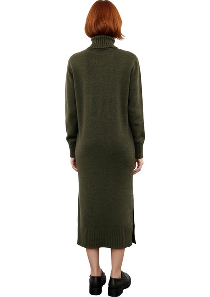 Kadın Midi Boy Triko Elbise Balıkçı Yaka Düz Desen Soğuk Havalar Için Şık ve Rahat Seçim Kaliteli fiyatları