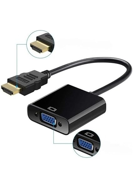 Tablet Projeksiyon Notebook Uyumlu HDMI To VGA Kablo Siyah fiyatları