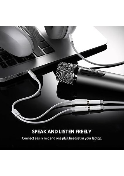 Mikrofon ve Kulaklık Ayırıcı 3.5 mm Y Kablo Beyaz modelleri