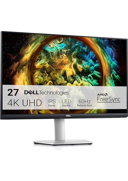 S2721QS 27 Inç 4K UHD (3840 x 2160) IPS Ultra-Ince Çerçeve Monitörü, Amd Freesync (Hdmı, Displayport), Vesa Sertifikalı, Gümüş
