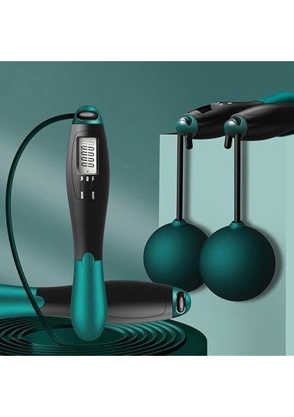 Çift LED Dijital Sayaçlı 4 Modlu Akıllı Çelik Ip Atlama Fitness Kondsiyon Yeşil fiyatları
