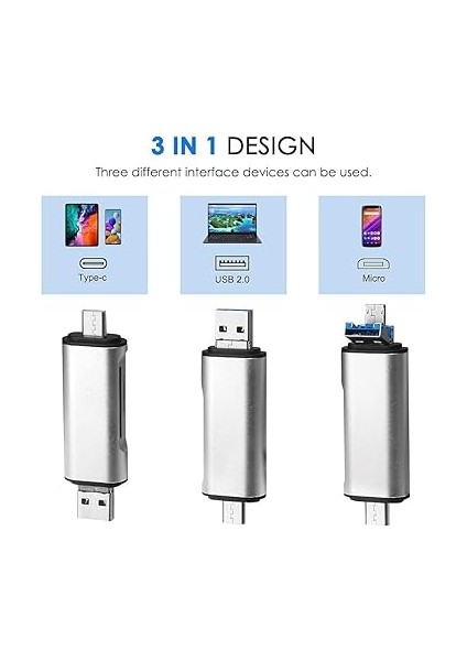 ADS-103 Macbook Uyumlu Type-C To USB 3.0 Flash Otg Veri Aktarım Sd Tf Tak Çalıştır Kart Okuyucu Çevirici Hub Adaptör fiyatları