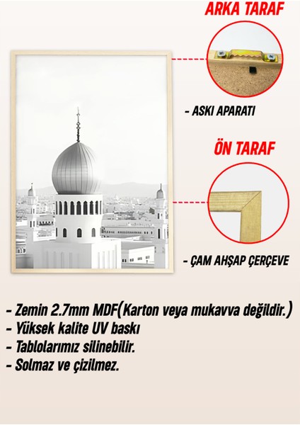 🕌 Islami Mimari ve Geometrik Desenli 3’lü Çerçeveli Tablo Seti 🖼️ CRV1216 23 x 32