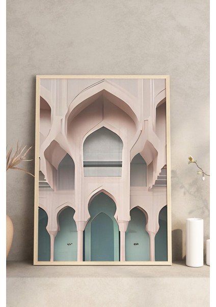 🕌 Islami Mimariden Ilham Alan 3’lü Çerçeveli Tablo Seti – Modern ve Estetik Dokunuş 🖼️🌸 CRV1210 23 x 32 modelleri