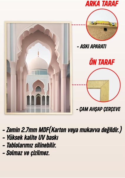 🕌 Islami Mimariden Ilham Alan 3’lü Çerçeveli Tablo Seti – Modern ve Estetik Dokunuş 🖼️🌸 CRV1210 23 x 32