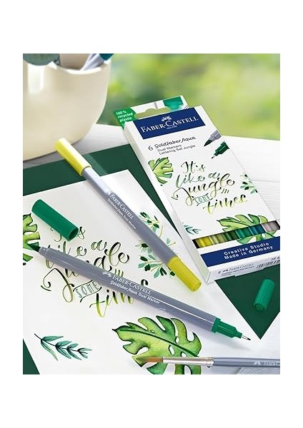 Goldfaber Aqua Çift Uçlu Markör, Kaligrafi, 6'lı Jungle fırsatları