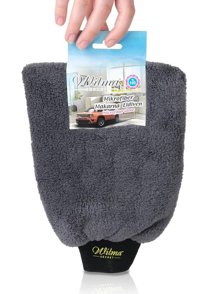 Secret Mikrofiber Araç Yıkama Eldiveni Çift Taraflı Oto Yıkama Eldiveni - Araba, Motor, Banyo, Evin Her Alanında Mükemmel Temizlik (Antrasit)