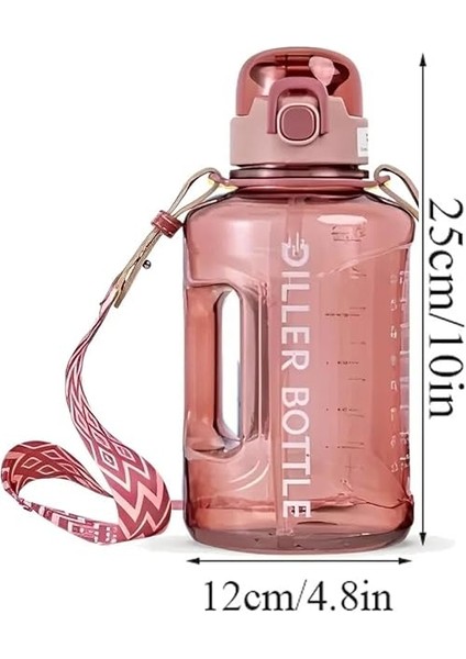 1700ML Mega Boy Askılı Kulplu Motivasyon Tritan Su Matarası (Kırmızı) fiyatları