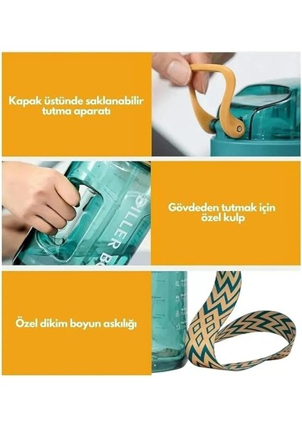 1700ML Mega Boy Askılı Kulplu Motivasyon Tritan Su Matarası (Kırmızı) fırsatları