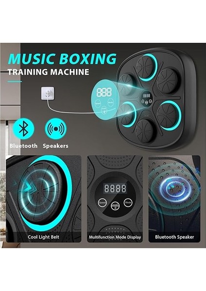 Boks Makinesi - 9 Farklı Mod ve 9 Hız Ayarı, Bluetooth Hoparlörlü, Yumruk Absorbe Edici, LED Işıklı Boks Makinesi, Eldiven Hediyeli, Çocuklar ve Yetişkinler Için Eğitici Duvar Boks Makinesi fiyatları