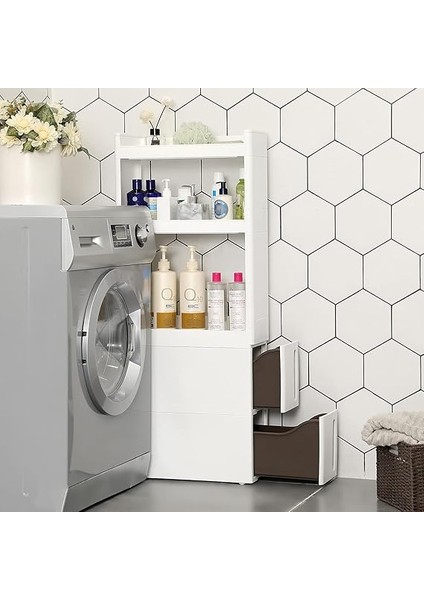 Mutfak Banyo ve Kiler Için Dar 3 Raflı 2 Çekmeceli Girintili Dolap, Mutfak Banyo ve Mahzen 17CM Geniş Beyaz KFR06WT fırsatları