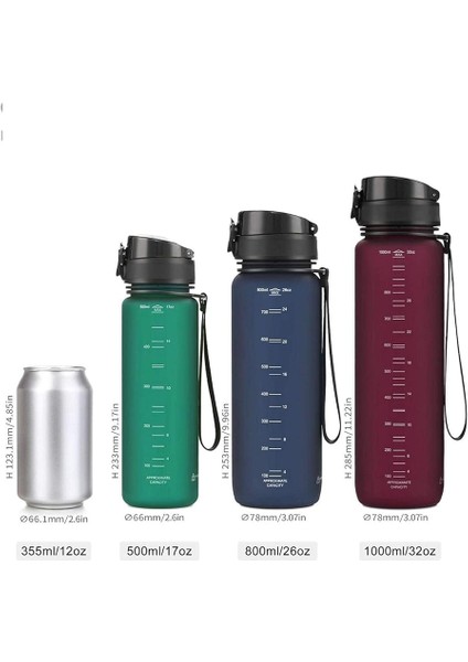 800ML -Yeni Ebat-Boy 25 Cm-Tritan Su Matarası Bpa Koku Sızdırma Yok Koyu Yeşil indirimleri