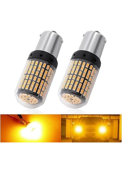 93 Tek Duy LED PY21W Tip BAU15S 144 Ledli Yakın Tırnak Turuncu fırsatları