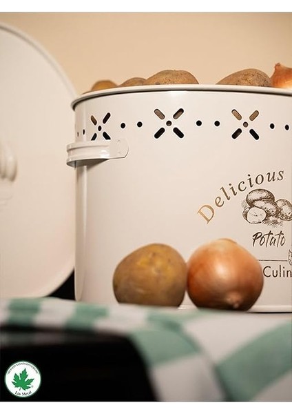 Metal Büyük Boy Bölmeli Lüx Metal Patates Soğan Kovası Krem modelleri