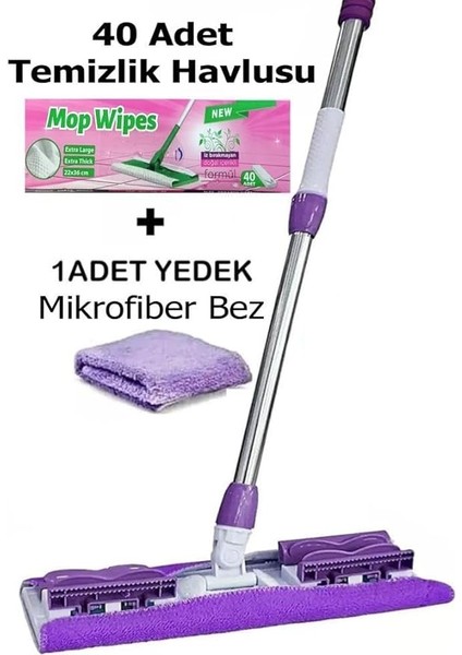 Adet Süper Islak Havlu Hediyeli Yer Cam Silme Mopu Mikrofiber Yedek Bezli Yer Duvar Fayans Silme fiyatları