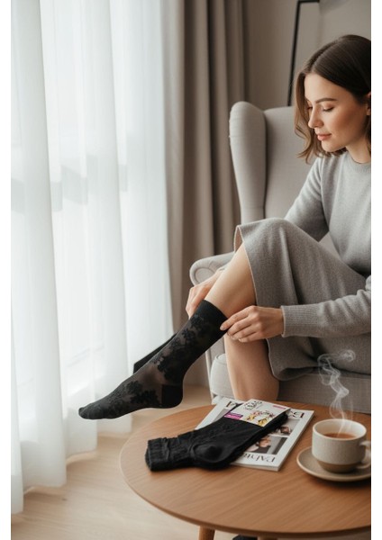 Kadın Dantelli Parfülmü Tül Patik Çorap 4'lü fiyatları