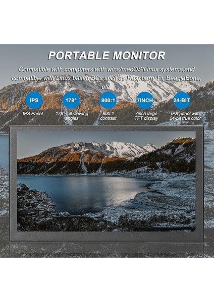 Inç Dokunmatik Ekran Taşınabilir 1024 * 600 Çözünürlük IPS Panel LCD Kapasitif Dokunmatik Ekran Hoparlörler ile Izleme Ekranı indirimleri