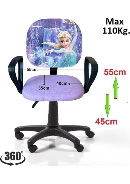 Karlar Ülkesi Frozen Ofis Çalışma Faliyet Koltuğu Çocuk Odası Ders Sandalyesi Yükseklik Ayarlı Döner modelleri