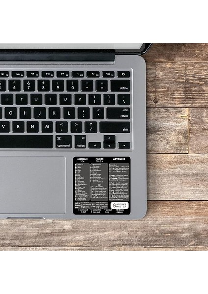 Master Mac Os MacBook Air Pro Decal Sticker Cheat Sheet Accessories Keyboard Shortcuts Temporary Adhesive Mac Laptop Accessory M1 Intel Clear Vinyl Sticker, Compatible With 13/14/16 Inch Black