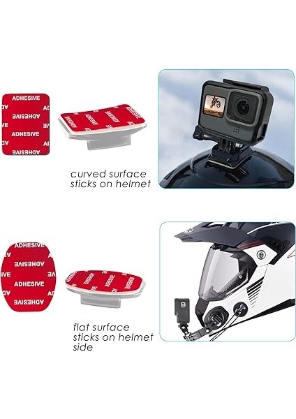 8 Adet 3m Yapışkan Yapışkan Pedler Gopro Için Kavisli Düz Kask Taban Montajı, Çift Taraflı Yapışkan Bantlar Gopro Hero 10, 9, 8, 7,6 Için Yedek Kitler, Eylem Kamerası, Dashcams (Kavisli ve Düz Montaj Pedleri) fırsatları