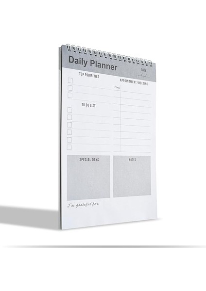 Planlayıcı Defter, Yapılacaklar Listesi Not Defteri, Spiral Defter, Kontrol Listesi, Iş Için Defterler, Kişisel Düzenleyici Not Defteri, Günlük Görev Defteri (Ingilizce) (Gri)