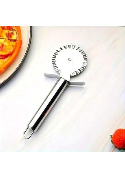 Çelik Tırtıklı Pizza Mantı Hamur Kesici Kesme Bıçağı Hamur Şekillendirme Ruleti