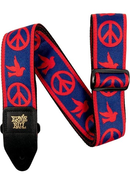 Ballu Jakarlı Dokuma Gitar Askısı Barış Işareti Barış Aşk Güvercini Tasarımı Kırmızı Mavi