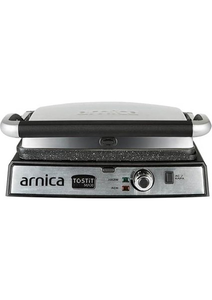 Tostit Maxi Inox Granit Izgaralı Tost Makinesi, 2000 W, Paslanmaz Çelik, Aynı Anda 6 Tost, Gri